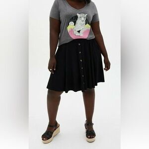 Torrid Classic Fit V Neck Cotton Tee Leopard Heather Grey 1X - Short Sleeve